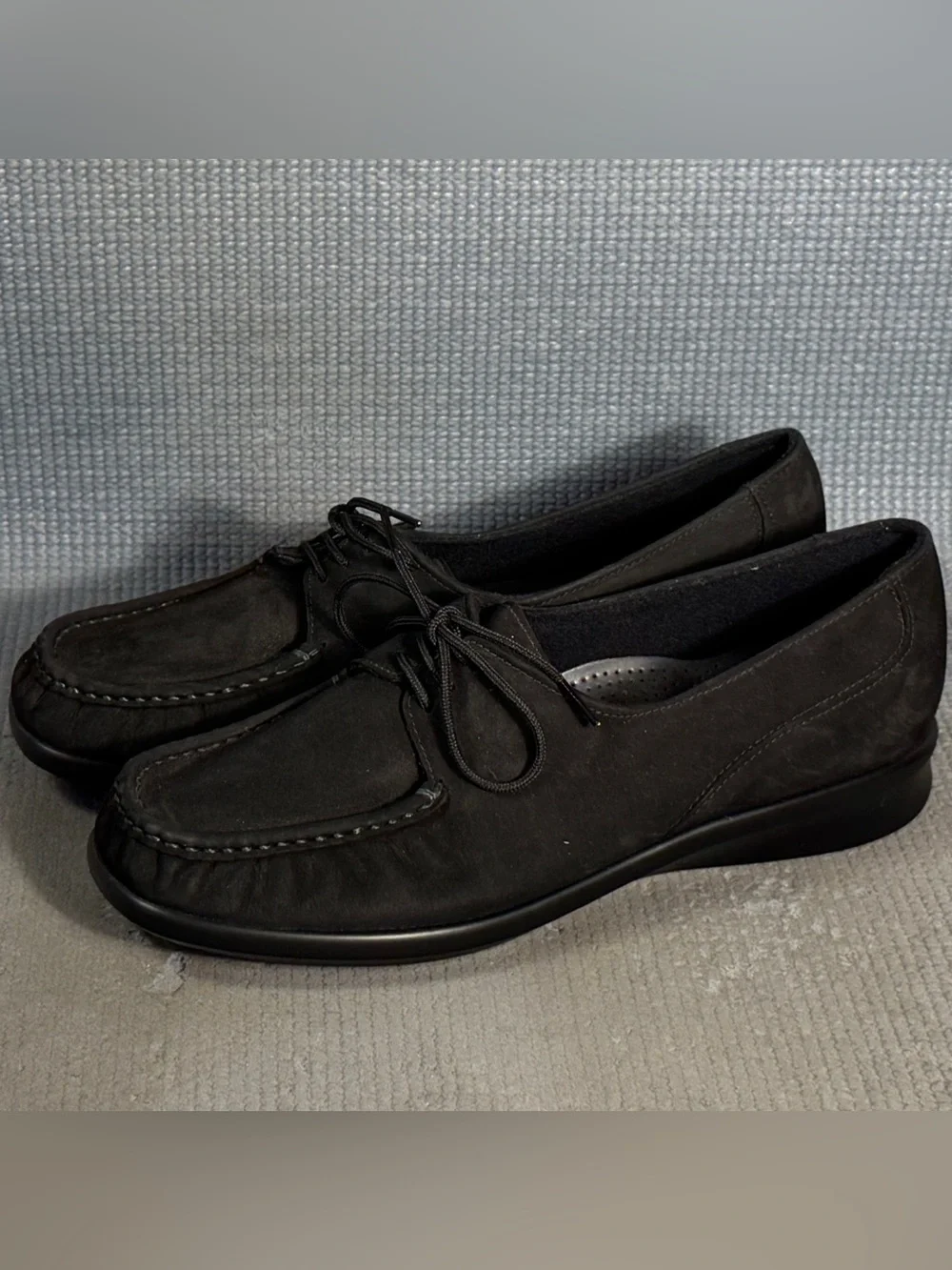 SAS Petra Black Suede Handcraft Comfort Moccasin Lace Shoes Women’s Sz 8.5 Wide